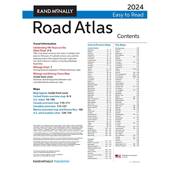Pre-Owned Rand McNally 2024 Midsize Easy to Read - 100th Anniversary Collector's Edition (Paperback)