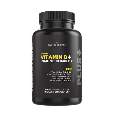 Livingood Daily Vitamin D3 K2  60 Capsules w/ Vitamin A  Vitamin E  Zinc  Magnesium & Probiotic Blend