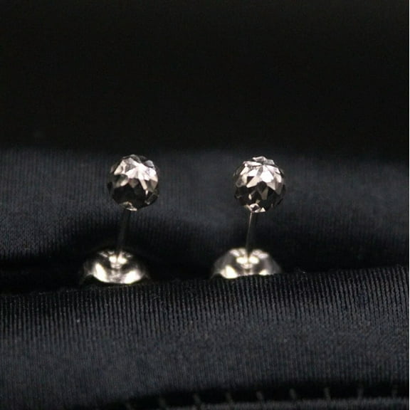 K-KED Fine Pt950 Real Platinum 950 For Women 5mm Carved Star Ball Earrings Stud /1.9g