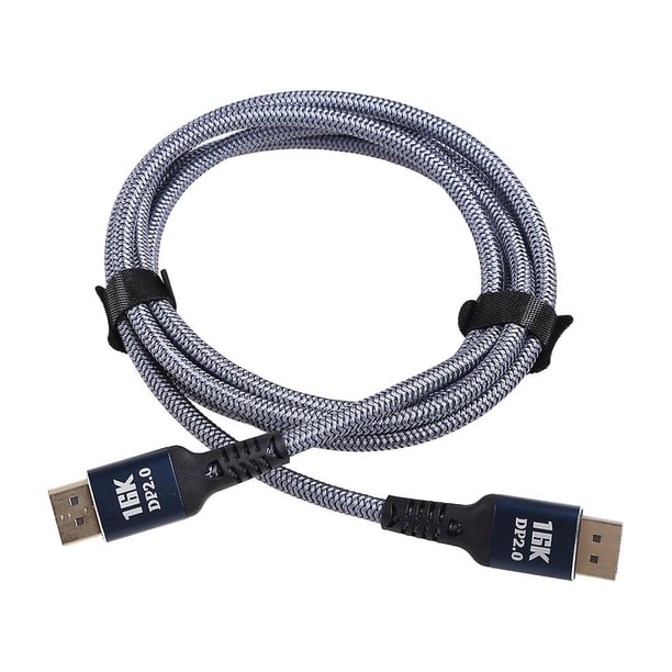 38mm Silver Cable Displayport 2.0 de 1/2/3 metros, 16k, 60hz, 80gbps, cable adaptador de conector de computadora