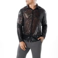 thumbnail image 1 of Lefu Mens Sparkly Sequins Party Dance Shirts Retro 70s Disco Nightclub Shirt Tops, 1 of 9