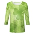 thumbnail image 4 of JFHHQ T-Shirt à Imprimé Floral pour Femmes, Col Rond Confortable, Manches Trois-Quarts, Vert, 4 of 4