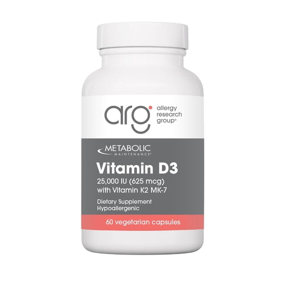 Metabolic Maintenance Vitamin D-3, 25,000 IU - Vitamin D Supplement with Vitamin K2 to Support Bone Health & Density - Contains Vitamin K2 MK-7 (60 Capsules)