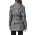 thumbnail image 3 of INSPIRE CHIC Women's Shawl Collar Asymmetrical Hem Belted Plaid Coat M Black White, 3 of 5
