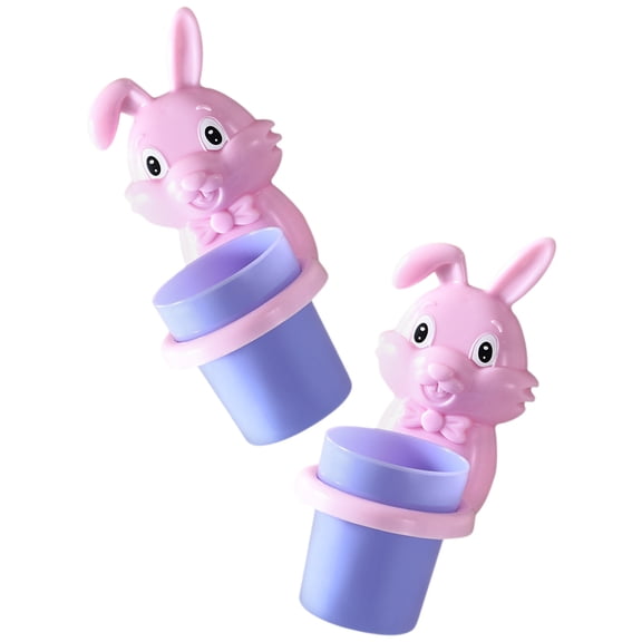 Cute Animal Toothbrush Holder for Kids Wall Mounted Plastic Pink 2 Pcs