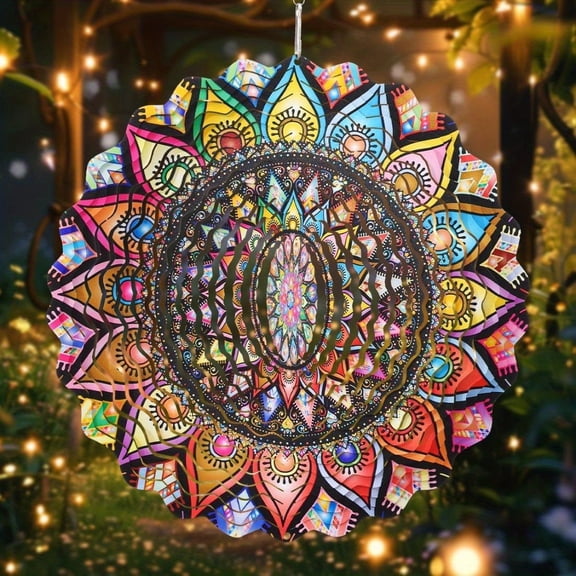 HelloYoung 10 in Multicolor Metal Decor Outdoor Wind Spinner