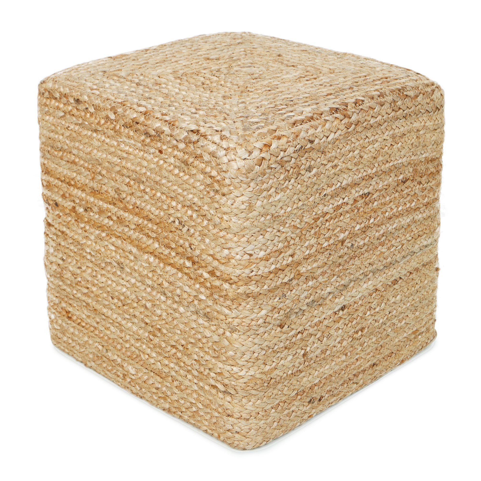 REDEARTH Cube Pouf Foot Stool Ottoman -Jute Braided Pouffe Poof Accent ...