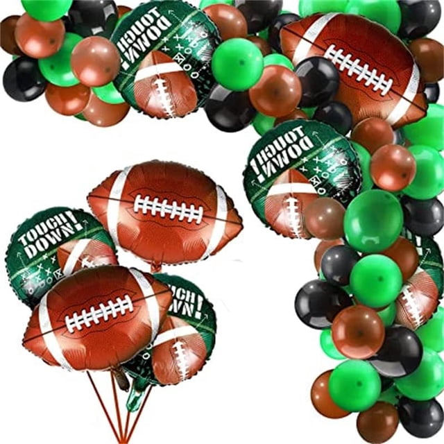 QYCX 99 Pcs Rugby Balloon Garland Rugby Party Decorations Black Green Brown Balloon Garland Football Balloon Black Green Brown Balloons for Sports Touchdown Football Rugby Birthday Decorations