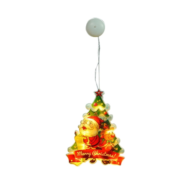 Christmas String Lights Led Christmas Decorations Santa Claus Christmas Tree With Suction Cup For Window Decor Battery Operated Weight 0.35 Lb 1Pc