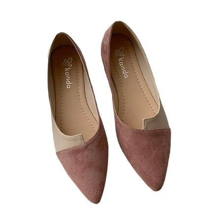 

Sandals Women Women Splice Color Flats Fashion Pointed Toe Ballerina Ballet Flat On Shoes Womens Sandals Flock Pink 40