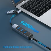 BENFEI USB-C/USB 3.0 to Ethernet Adapter with 3*USB 3.0 Ports, Gray