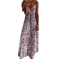 thumbnail image 2 of Pisexur Robe Maxi pour Femmes Été Aguichant à Col en V à Imprimé Floral Décontractée Ample Sans Manches Longue Robe Robe de Plage, 2 of 4