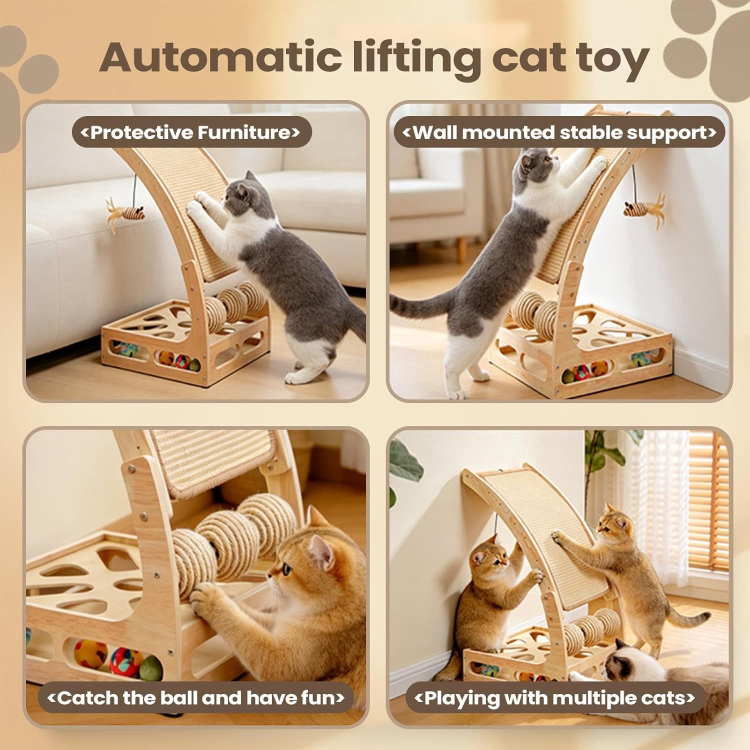 Cat Scratching Post with Fan Toy, Wear Resistant Lint Free