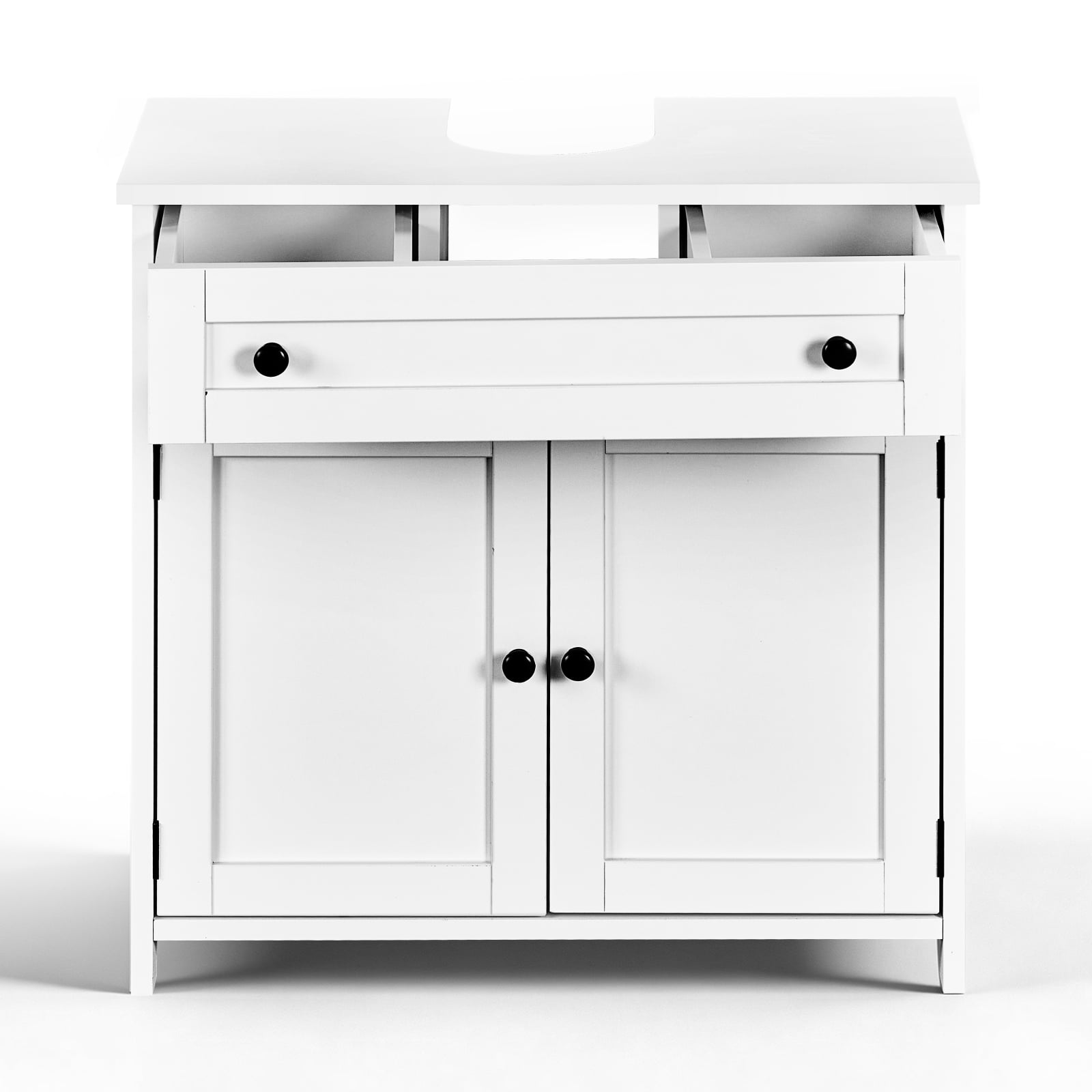 Ktaxon Bathroom Vanity Cabinet, Under Sink Pedestal w/ One Drawer and Two Doors, Wall - mounted Drainage, White