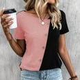 thumbnail image 6 of Fesfesfes Womens Shirts Women's Shirt Fashion Leisure Short Sleeve Round-Neck Button T-shirt Tops Blouse Ladies T Shirts 10(XL), 6 of 7