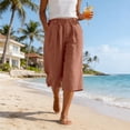thumbnail image 7 of SAWOBUUN Women Bermuda Shorts High Waist Elastic Waist Wide Leg Casual Flowy Summer Shorts with Pockets, 7 of 7