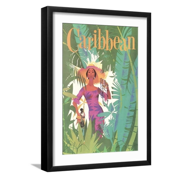 Art.com Caribbean Travel Poster Art Print, Black Frame Wall Art, 17" x 23"