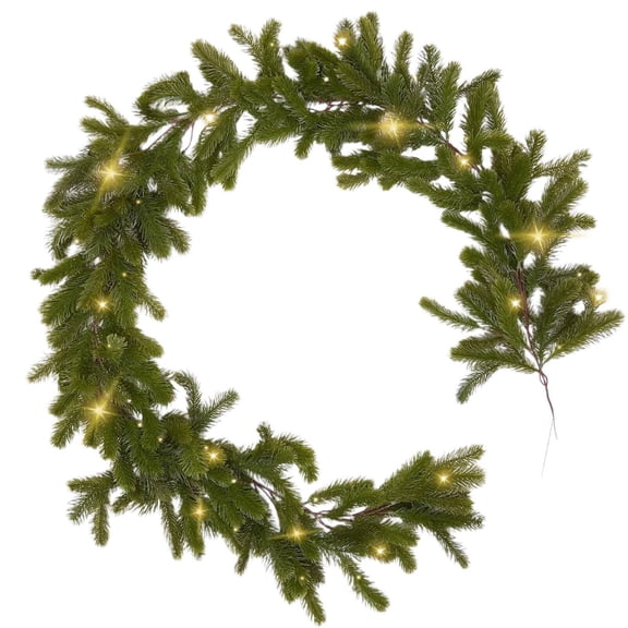 HCTSHG 6.56FT Norfolk Pine Garland Christmas with Light Winter Artificial Faux Greenery Garland Table Mantle Stairs Fireplace Wall Decor Outdoor Indoor Porch Home Decorations