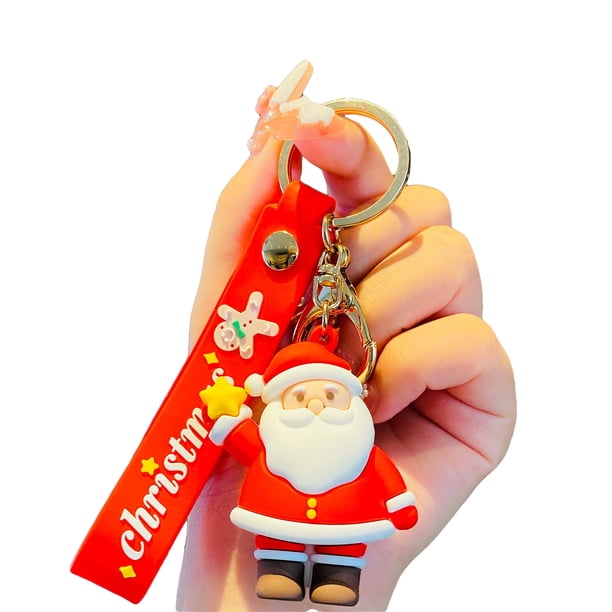Llavero de Navidad lindo colgante de Santa Claus llavero de metal adorno navideño llavero para hacer CACAGOO Tipo 2