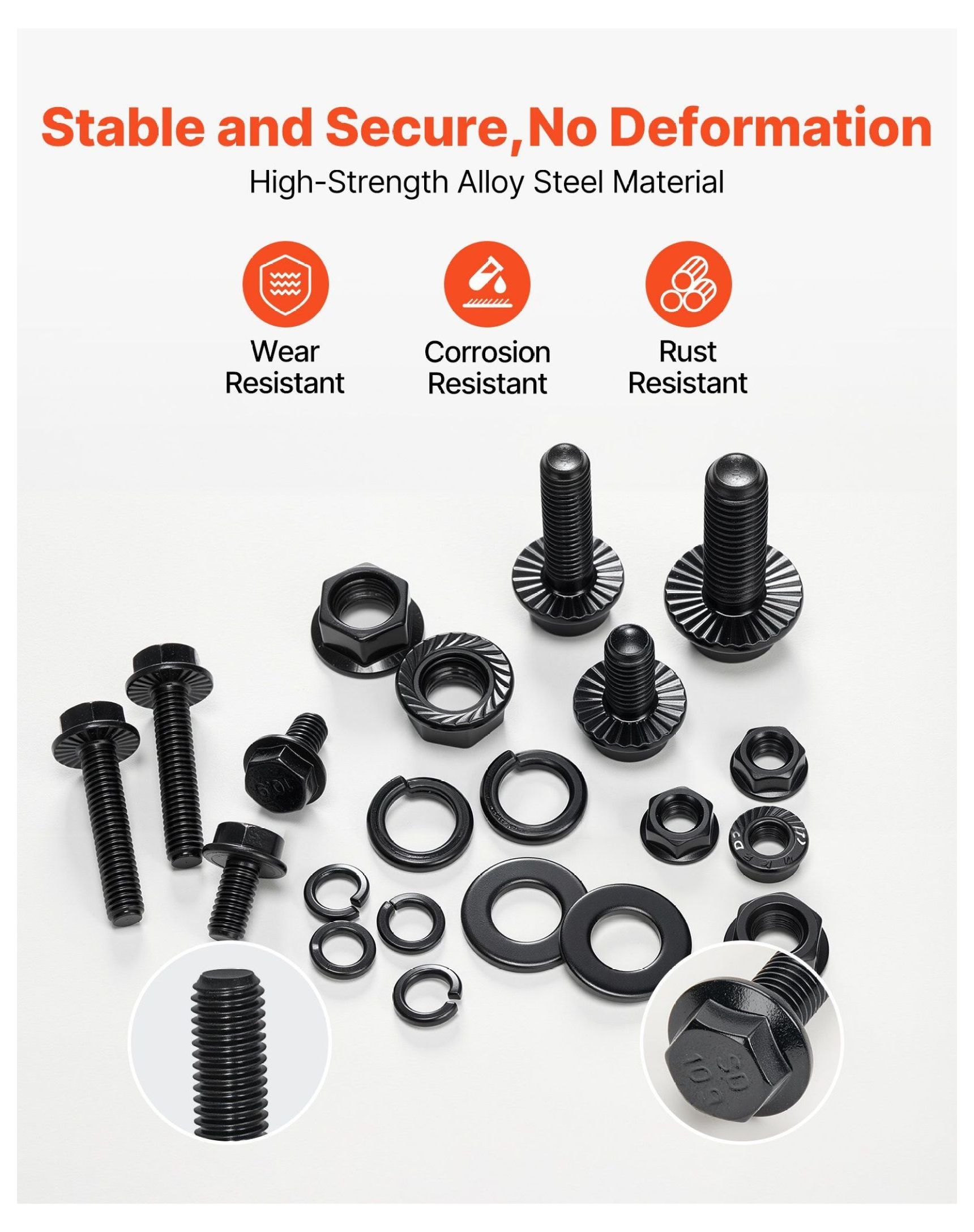 280 Pcs Metric Bolt Nut Assortment Kit - M6 M8 M10 Alloy Steel Fastener Set - Repair & DIY Hardware - Organized Storage Box Included