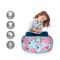thumbnail image 2 of Pink Polka Dots Storage Toy Bag Chair, Repeating X and O Motifs with Irregular Spots, Stuffed Animal Organizer Washable Bag, Small Size, Pink Sky Blue, by Ambesonne, 2 of 3