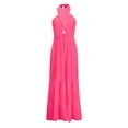 thumbnail image 3 of Women‘s Summer Dress Cross Halter Neck Sleeveless Solid Color Cut Out Backless Flowy A Line Maxi Dress, 3 of 6