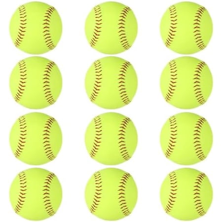 12 Pack Softballs 12 Inch, Softball Practice , Soft Cork Core, Fluorescent Yellow PVC Official Size & Weight Slowpitch Softballs for Training, Games, Practice$$Sport & Recreation Other