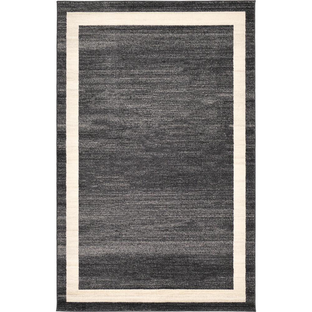 Unique Loom Indoor Rectangle Color Bordered Modern Area Rugs Black