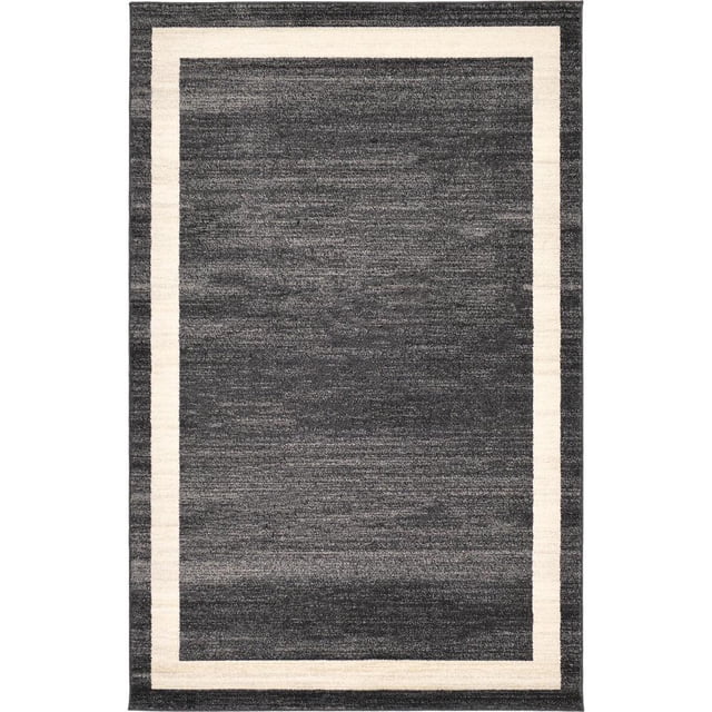 Unique Loom Del Mar Collection Contemporary Transitional Area Rug, 5' x 8', Black/Ivory