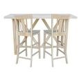thumbnail image 3 of 3-Piece Bar Height Solid Wood Dining Set with 72" x 28" Table and 2 Splat Back 30 in. Seat Height Bar Stools - Unfinished, 3 of 7