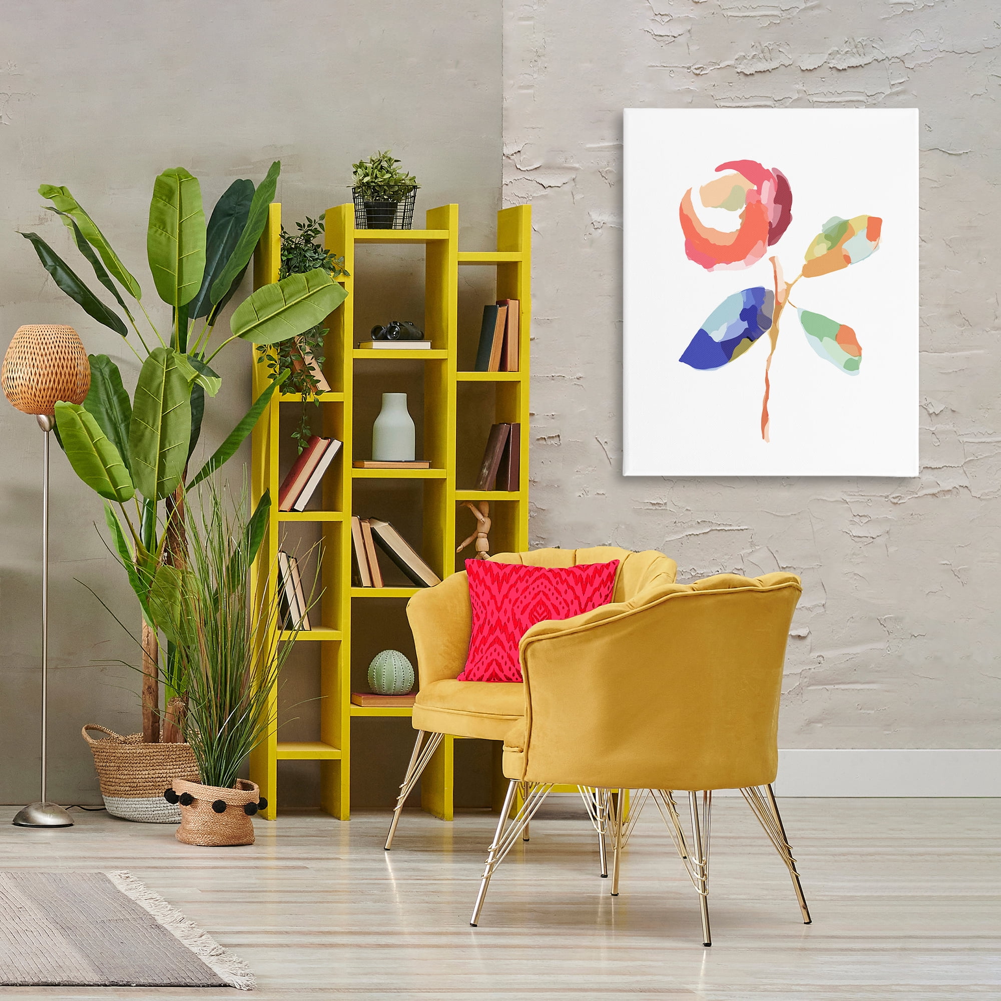 Stupell Industries Mosaic Floral Bloom Plants & Flowers Painting Wrapped Canvas Art Print Wall Art, 30 x 40