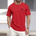 thumbnail image 2 of T-Shirt Graphique pour Homme de la Saint-Valentin avec Imprimé Cœur Pailleté Rouge, Tissu Doux, Tenue Décontractée d'Été et pour Rendez-Vous, Rouge, P, 2 of 4