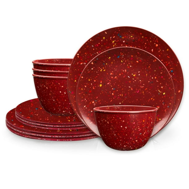 Zak Designs Confetti Dinnerware Set Brick , 12piece set