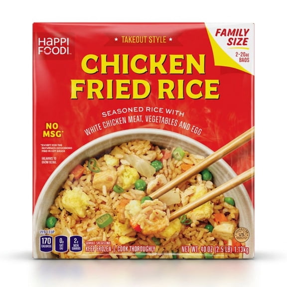 Happi Foodi Chicken Fried Rice, Frozen Family Size, 40 oz (two 20 oz bags)
