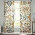 thumbnail image 3 of Farmhouse Morocco Semi Sheer Curtains 96 Inch Length 2 Panels Set, Boho Abstract Shabby Texture Art Sheer Kitchen Curtain Privacy Voile Window Curtain for Living Room Bedroom Rod Pocket Drapes, 3 of 7