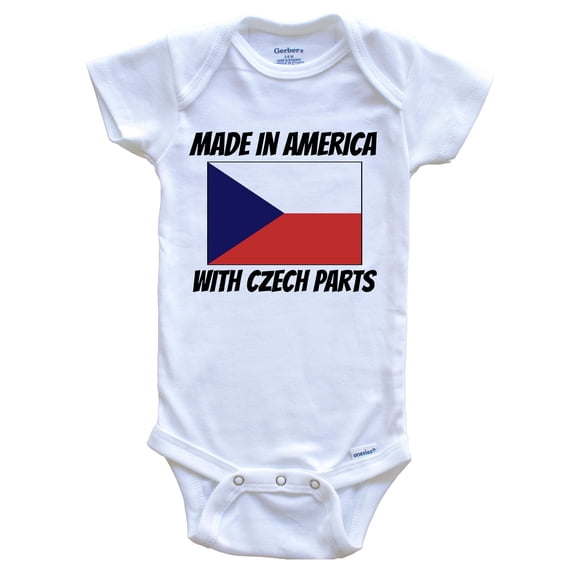 Made In America With Czech Parts Czech Republic Flag Funny Baby Bodysuit - Cute One Piece Baby Bodysuit, 0-3 Months White