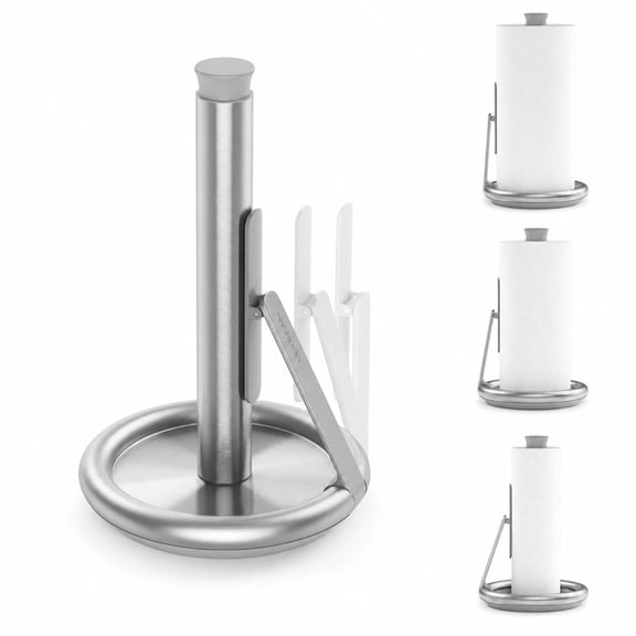 Ultrean Paper Towel Holder Countertop, Kitchen Stainless Steel Paper Towel Stand, Standard rolls with Tension Arm, Weighted Non-Slip for Kitchen