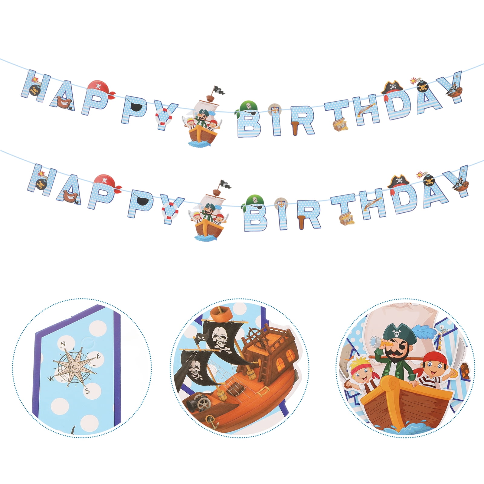 2-Pack Pirate Party Hanging Banners - 23 Cutout Designs For Pirate Theme Birthday, Baby Shower, Halloween Decor