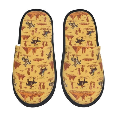 Balery Brave Cowboys Slient Indoor Furry Fleece Comfort House Shoes Soft Non-Slip Home Shoes Cotton slippers House Slippers-- Medium