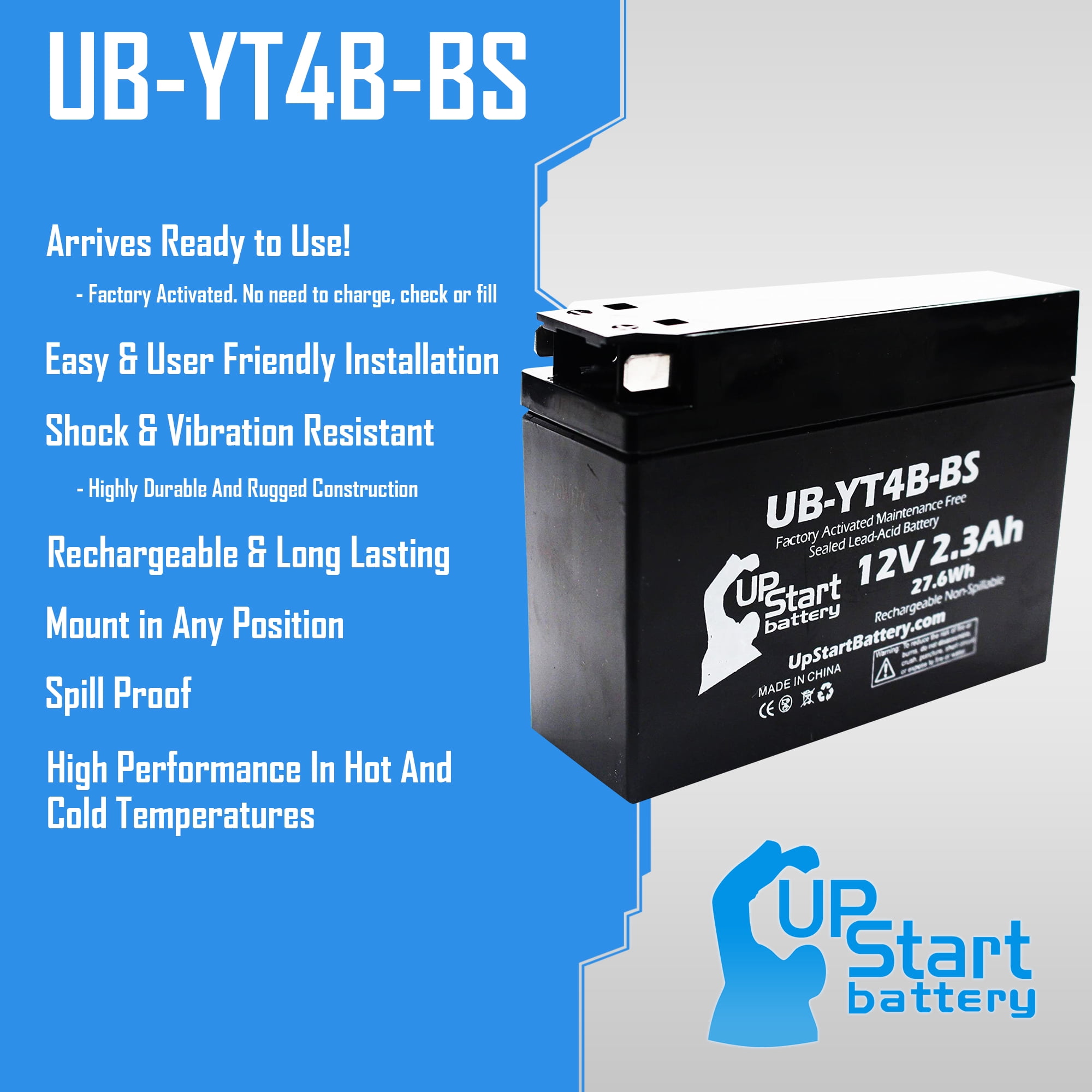 Motobatt MBT4BB Battery For Yamaha TTR50E 50cc (2006-2014) - YT4B-BS Replacement