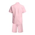 thumbnail image 5 of IWRICH Summer 2 Piece Suits for Men Short Sleeve Tuxedo Blazer Wedding Party Jackets and Elastic Waist Shorts Casual Outfits Pink M, 5 of 7