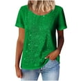 thumbnail image 5 of Ounisa Womens Full Sequin Tops Sparkle Glitter Blouses Lantern Short Sleeve Shirts Dressy Party Concert Outfits, 5 of 6