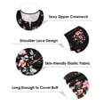 thumbnail image 3 of TIYOMI Plus Size Lace Floral Tops For Women Crewneck Pullover Zip Short Sleeve Tunics Black Summer Blouse XL 14W 16W, 3 of 4