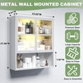 thumbnail image 2 of Metal Bathroom Cabinet Wall Mounted,Hanging - Cabinets with 2 Glass Doors,White 3-Tier Over The Toilet Wall Storage Cabinet,Wall Cabinet for Bathroom Laundry Room Kitchen, 2 of 14