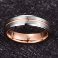 thumbnail image 3 of 6mm Women's Silver Tungsten Ring Wedding Band with Rose Gold Groove Brushed Finish Size 7-12, 3 of 5