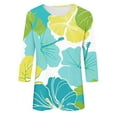 thumbnail image 6 of JTZGDY 3/4 Length Sleeve Tops for Women Loose Fit Casual Beach Tropical Printed Summer Crewneck Oversized Tunic Blouse Lightweight Cozy Graphic Vacation T-Shirts Multicolor#06 S, 6 of 6