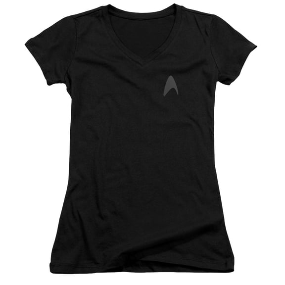Star Trek Darkness Command Logo Junior Women's V-Neck T-Shirt Black