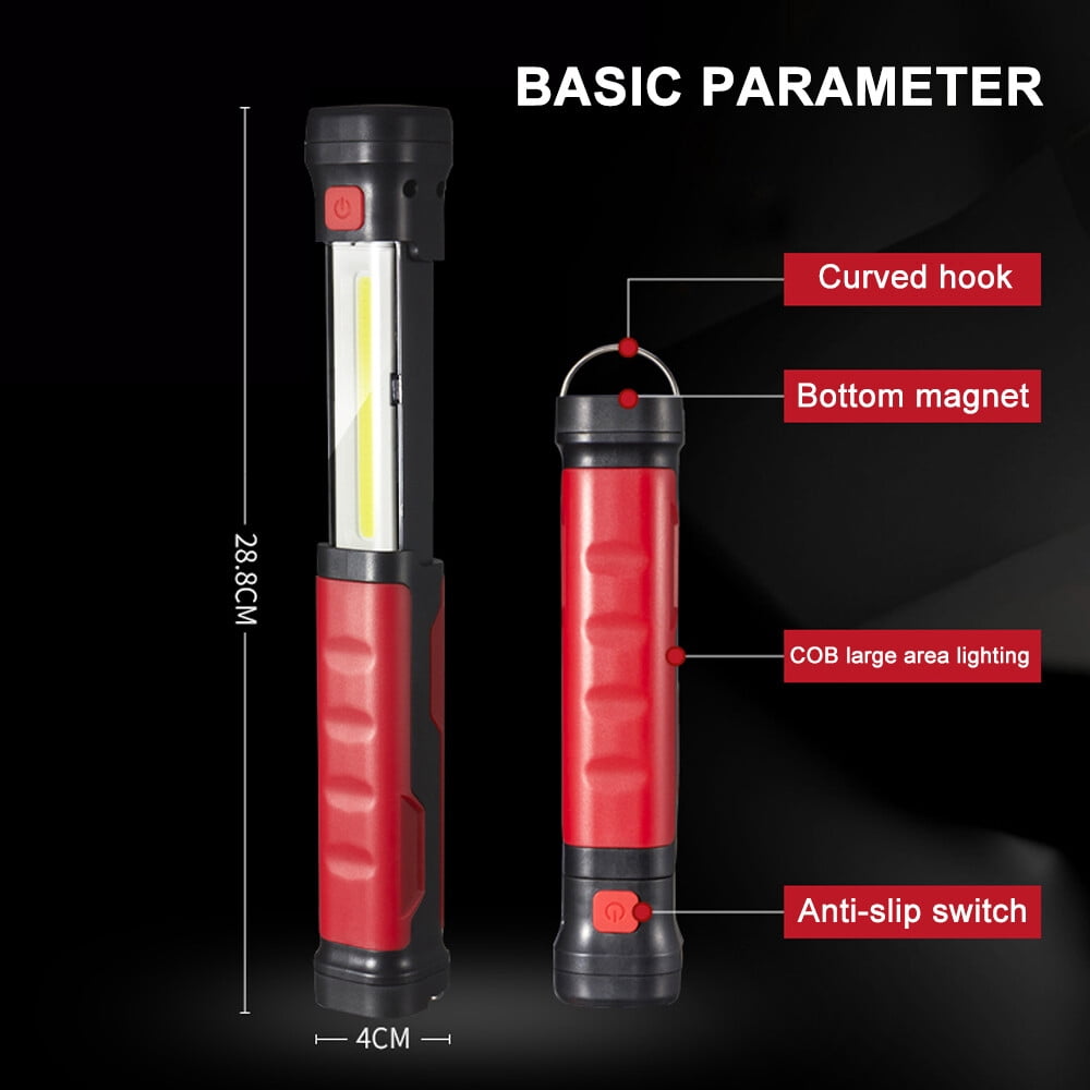 Mijomi W25 400LM Flashlight COB+LED Work light LED Torch Light lampu suluh USB Flashlight Rechargeable Lamp Repair Light Camping Outdoor Lamp With Hook Built-In 1200mAh Battery Portable Flashlight