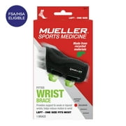 Mueller Green Fitted Wrist Brace, Black, One Size Fits Most, Left Hand