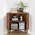 thumbnail image 6 of Small Corner Cabinet,Corner Floor Cabinet with Adjustable Doors and Shelve, Freestanding Narrow Storage Organizer for Kitchen Living Room Bathroom (Walnut), 6 of 9